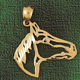 Horse Head Pendant Necklace Charm Bracelet in Yellow, White or Rose Gold 1807