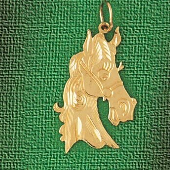 Dazzlers Jewelry Horse Head Pendant Necklace Charm Bracelet in Yellow, White or Rose Gold 1808, MPN…