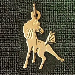 Horse Pendant Necklace Charm Bracelet in Yellow, White or Rose Gold 1810