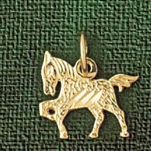 Horse Pendant Necklace Charm Bracelet in Yellow, White or Rose Gold 1811