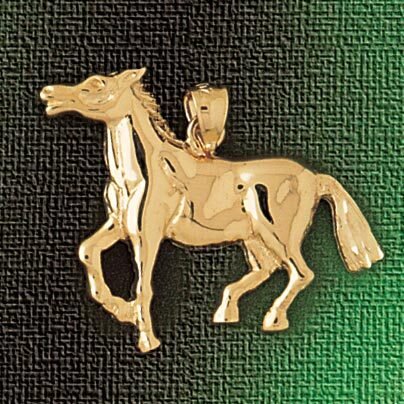 Horse Pendant Necklace Charm Bracelet in Yellow, White or Rose Gold 1814