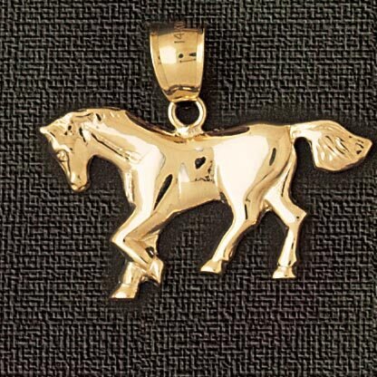 Horse Pendant Necklace Charm Bracelet in Yellow, White or Rose Gold 1815
