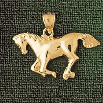 Horse Pendant Necklace Charm Bracelet in Yellow, White or Rose Gold 1816