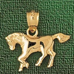 Horse Pendant Necklace Charm Bracelet in Yellow, White or Rose Gold 1817