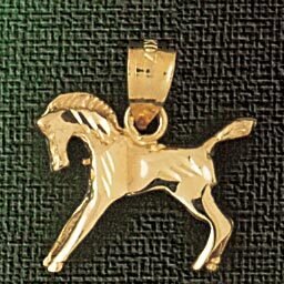 Horse Pendant Necklace Charm Bracelet in Yellow, White or Rose Gold 1819