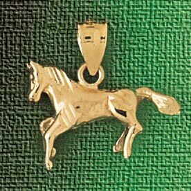 Horse Pendant Necklace Charm Bracelet in Yellow, White or Rose Gold 1820