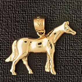 Horse Pendant Necklace Charm Bracelet in Yellow, White or Rose Gold 1821