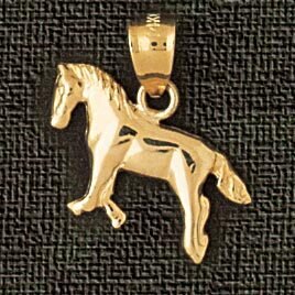 Horse Pendant Necklace Charm Bracelet in Yellow, White or Rose Gold 1822