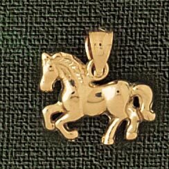 Horse Pendant Necklace Charm Bracelet in Yellow, White or Rose Gold 1825