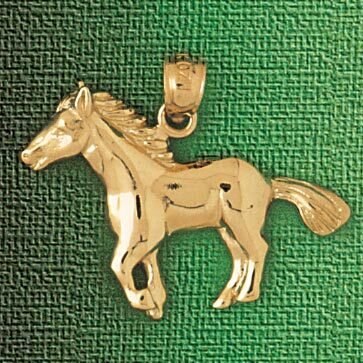 Horse Pendant Necklace Charm Bracelet in Yellow, White or Rose Gold 1826