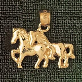 Horses Pendant Necklace Charm Bracelet in Yellow, White or Rose Gold 1829