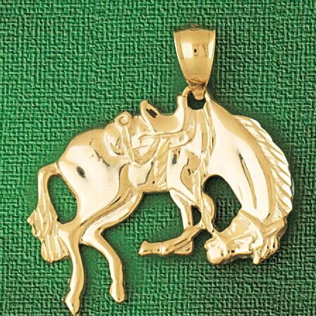 Wild Horse Pendant Necklace Charm Bracelet in Yellow, White or Rose Gold 1832