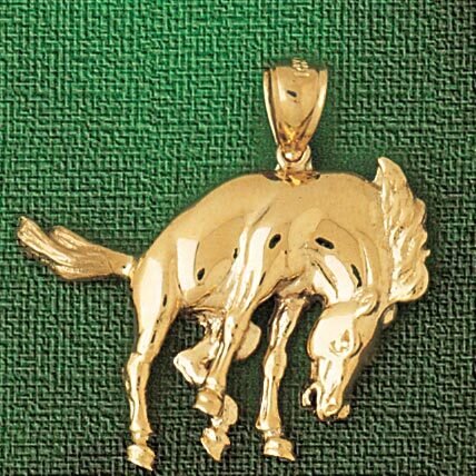 Wild Horse Pendant Necklace Charm Bracelet in Yellow, White or Rose Gold 1833