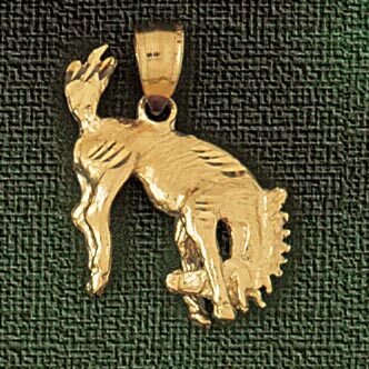 Wild Horse Pendant Necklace Charm Bracelet in Yellow, White or Rose Gold 1839