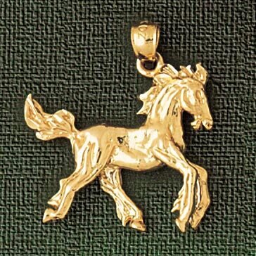 Wild Horse Pendant Necklace Charm Bracelet in Yellow, White or Rose Gold 1840