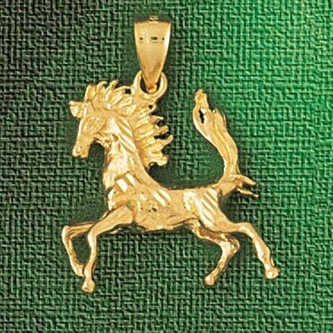 Dazzlers Jewelry Wild Horse Pendant Necklace Charm Bracelet in Yellow, White or Rose Gold 1841, MPN…