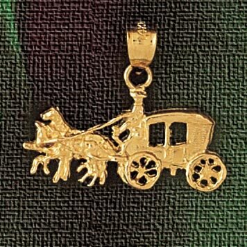 Dazzlers Jewelry Carriage With Horse Pendant Necklace Charm Bracelet in Yellow, White or Rose Gold …