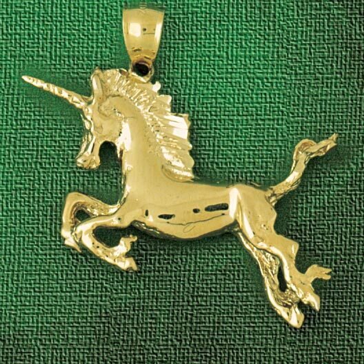 Unicorn Horse Pendant Necklace Charm Bracelet in Yellow, White or Rose Gold 1854