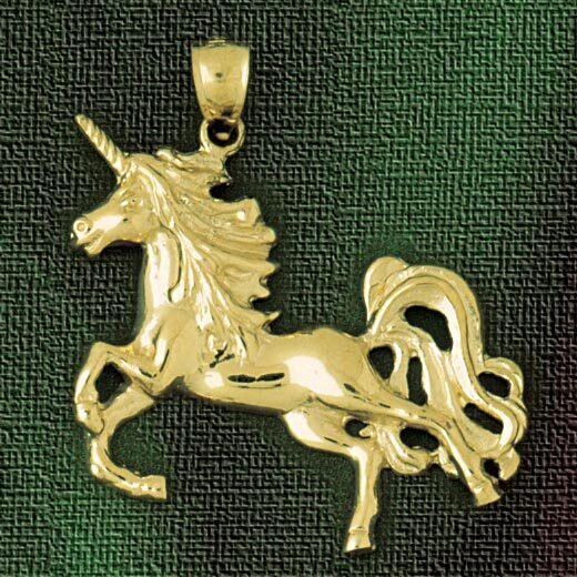 Unicorn Horse Pendant Necklace Charm Bracelet in Yellow, White or Rose Gold 1855