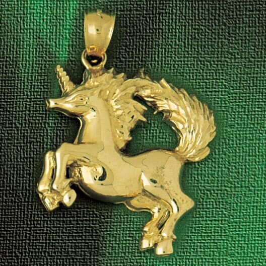 Unicorn Horse Pendant Necklace Charm Bracelet in Yellow, White or Rose Gold 1856