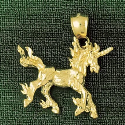 Unicorn Horse Pendant Necklace Charm Bracelet in Yellow, White or Rose Gold 1857