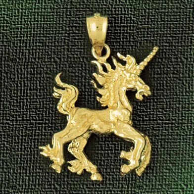 Unicorn Horse Pendant Necklace Charm Bracelet in Yellow, White or Rose Gold 1858