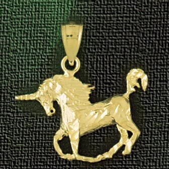 Unicorn Horse Pendant Necklace Charm Bracelet in Yellow, White or Rose Gold 1860