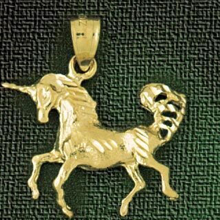 Unicorn Horse Pendant Necklace Charm Bracelet in Yellow, White or Rose Gold 1861