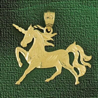 Unicorn Horse Pendant Necklace Charm Bracelet in Yellow, White or Rose Gold 1862