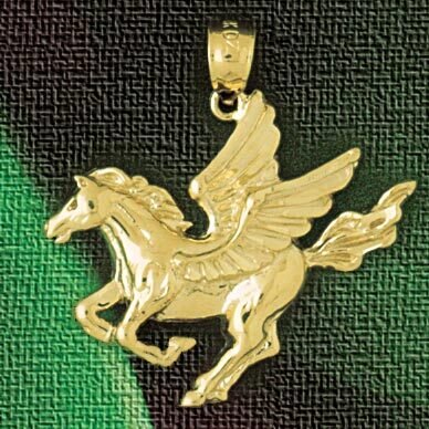 Pegasus Horse Pendant Necklace Charm Bracelet in Yellow, White or Rose Gold 1865