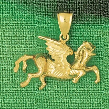 Pegasus Horse Pendant Necklace Charm Bracelet in Yellow, White or Rose Gold 1867
