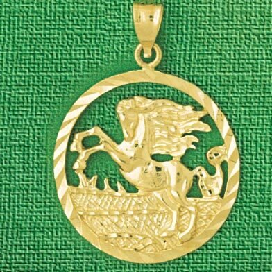 Pegasus Horse Pendant Necklace Charm Bracelet in Yellow, White or Rose Gold 1872