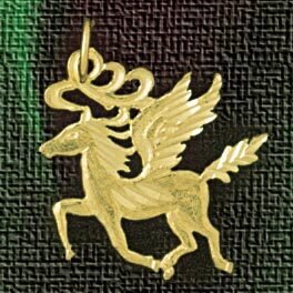 Dazzlers Jewelry Pegasus Horse Pendant Necklace Charm Bracelet in Yellow, White or Rose Gold 1877, …