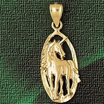 Unicorn Head Pendant Necklace Charm Bracelet in Yellow, White or Rose Gold 1886