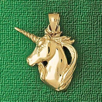 Unicorn Head Pendant Necklace Charm Bracelet in Yellow, White or Rose Gold 1889