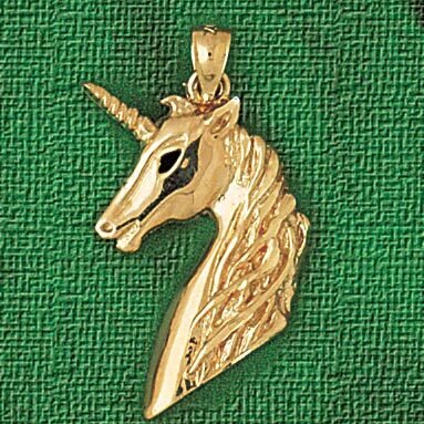 Unicorn Head Pendant Necklace Charm Bracelet in Yellow, White or Rose Gold 1890