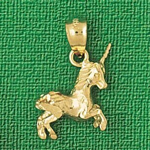 Unicorn Pendant Necklace Charm Bracelet in Yellow, White or Rose Gold 1893