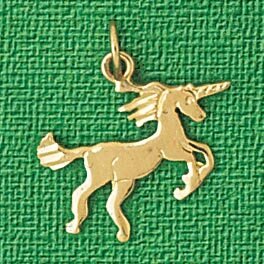 Unicorn Pendant Necklace Charm Bracelet in Yellow, White or Rose Gold 1897