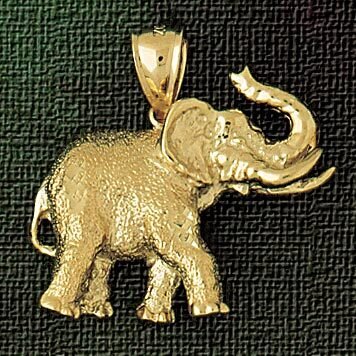 Elephant Pendant Necklace Charm Bracelet in Yellow, White or Rose Gold 2307