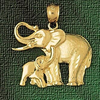 Elephant Pendant Necklace Charm Bracelet in Yellow, White or Rose Gold 2318