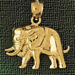 Elephant Pendant Necklace Charm Bracelet in Yellow, White or Rose Gold 2329