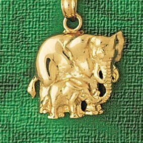 Elephant Pendant Necklace Charm Bracelet in Yellow, White or Rose Gold 2330