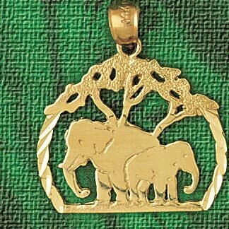 Elephant Pendant Necklace Charm Bracelet in Yellow, White or Rose Gold 2335
