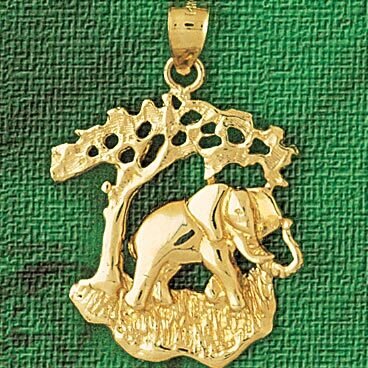 Elephant Pendant Necklace Charm Bracelet in Yellow, White or Rose Gold 2336