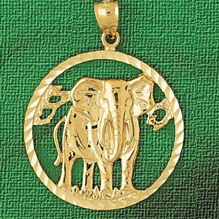 Elephant Pendant Necklace Charm Bracelet in Yellow, White or Rose Gold 2337