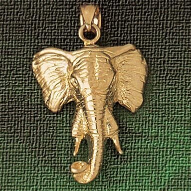 Elephant Head Pendant Necklace Charm Bracelet in Yellow, White or Rose Gold 2340