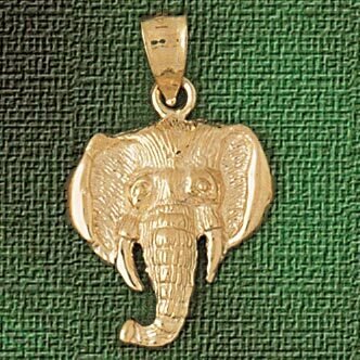 Elephant Head Pendant Necklace Charm Bracelet in Yellow, White or Rose Gold 2341