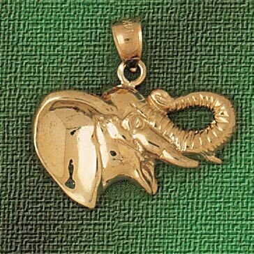 Dazzlers Jewelry Elephant Head Pendant Necklace Charm Bracelet in Yellow, White or Rose Gold 2342, …