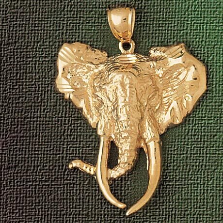 Elephant Head Pendant Necklace Charm Bracelet in Yellow, White or Rose Gold 2344