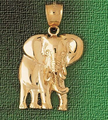 Elephant Pendant Necklace Charm Bracelet in Yellow, White or Rose Gold 2347